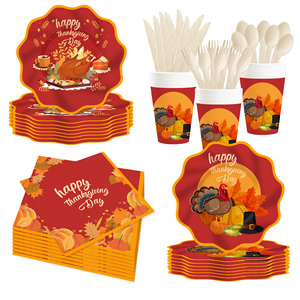 DAMAI - Juego de Vajilla Desechable para Fiesta de Acción de Gracias, Platos de Papel Desechables, Vasos, Servilletas, Decoraciones para Fiestas - Product Image 2