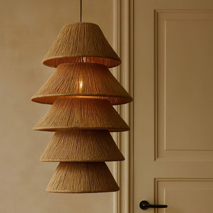 Lámpara Colgante de Techo, Forma Alargada, E27, Seis Cabezales, Ahorro de Energía, Decoración del Hogar, Estilo Rústico - Product Image 2