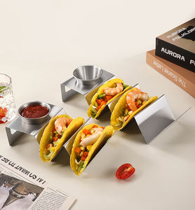 Grosir Stainless Steel Taco pemegang Taco rak berdiri piring dengan cangkir - Product Image 2