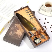 Coffret Cadeau de Papeterie de Luxe : Stylo Plume Calligraphique à Tremper, Encre, 5 Plumes, Stylo Plume Halloween, Stylo Plume en Acier, Logo Personnalisé