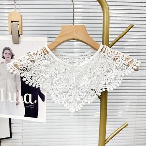 Venta al por mayor niños de punto de ganchillo cuello de encaje cuello ahueca hacia fuera el cuello falso personalizado desmontable cuello de encaje blanco para niños - Product Image 5