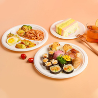 Assiettes Rondes Biodégradables en Bagasse pour Restaurant, Entièrement Compostables, avec Compartiments et Accessoires pour la Restauration