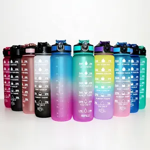 OEM Custom Brand Motivational Water Bottle 32 Oz With Straw Lid Portable Water Bottle Bpa Free Best Selling Products 2024