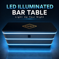 Table de bar LED rose Garden Go et ensemble de chaises pour fête, mobilier d'extérieur, table haute lumineuse pour patio avec tabourets