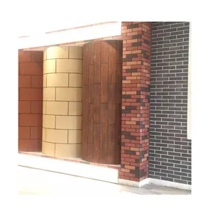 Revestimento vermelho folheado azulejos fachada tijolo deslizamento parede de parede tijolo fino pedra artificial flexível