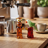 Figurine d'oiseau en bois de style Murano faite à la main, perroquet, hibou, ornements animaux pour la décoration de table à la maison, oiseau sculpté à la main artistique
