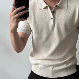 เสื้อยืดโปโลแขนสั้นสีขาวสีดำแอปริคอท M L XL 2XL 3XL เสื้อลำลองผู้ชายสวมใส่ในฤดูร้อน - Product Image 3
