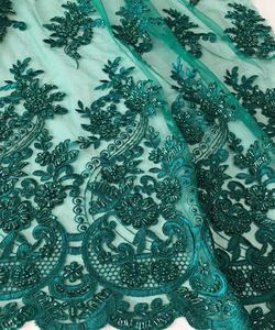 सबसे अच्छा बेच उच्च गुणवत्ता हरी कढ़ाई tulle भारी मनके फीता कपड़े/थोक के लिए कपड़े पार्टी पोशाक - Product Image 1