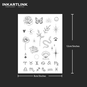 สติกเกอร์สักลาย 12 ราศี ลายผีเสื้อ กุหลาบ <span class=keywords><strong>งู</strong></span> เสือดาว ลายสมุนไพร ติดทนนาน 15 วัน ลายสักกึ่งถาวรสำหรับตกแต่งร่างกาย นิ้วมือ ขายส่ง - Product Image 3