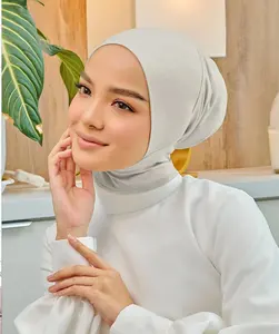 Tùy Chỉnh Thiết Kế Mới Công Nghệ Nano Đàn Hồi Tre Jersey Bông Bên Trong Kéo Dài Tie Trở Lại Underscarf Hijab Mũ