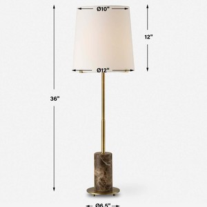 Lampe de table avec base en marbre et tige en laiton, source lumineuse LED E26 pour la décoration de la maison, de la chambre à coucher et du salon - Product Image 5