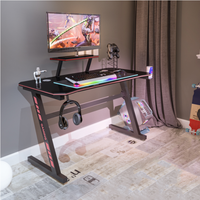 Escritorio Ergonómico Profesional para Juegos con Marco en Forma de Z, Iluminación LED RGB y Altura Ajustable para Configuración de PC
