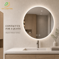 Miroir de salle de bain rond rétroéclairé à LED 60 cm sans cadre CCT dimmable avec anti-buée IP44 et interrupteur tactile pour grossistes par Joystar