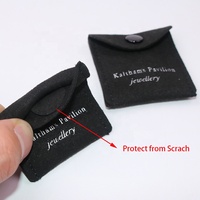 Petite pochette cadeau personnalisée en microfibre de daim noir de 1.1mm d'épaisseur pour bijoux fins