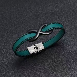 Pulseras Para Hombre Leather s 316L Stainless Steel Unlimited Symbol <b>Infinity</b> Leather for Men Number 8 Leather PU <b>Bracelet</b> - Product Image 2