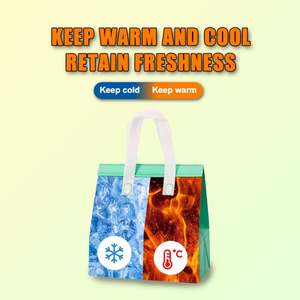 กระเป๋าเก็บความเย็นแบบพับได้คุณภาพสูง ผลิตจากผ้าไม่ถักทอ มีฉนวนกันความร้อน ใช้สำหรับใส่อาหารกลับบ้าน ปิดผนึกด้วยกาวในตัว เหมาะสำหรับปิกนิก ใช้แล้วทิ้ง ขนาดใหญ่ - Product Image 5