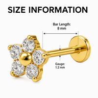 Vente en gros de bijoux de piercing pour cartilage en Titane F136 à dos plat, modèles Labret, clous, boucles d'oreilles, avec Zircon CZ, Opale, Cœur, Croix, Ancre pour Femme