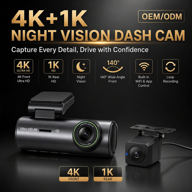 Dash Cam 4K Built-In WiFi 3.2'' Display Dual Camera GPS Front/Back Recording 1080P Night Vision Loop Recording Heat Resistant
