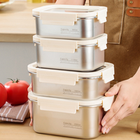 Boîtes alimentaires en acier inoxydable avec couvercle pour fruits frais, boîte repas cantine, boîte à bento, boîte à lunch personnalisée de qualité supérieure