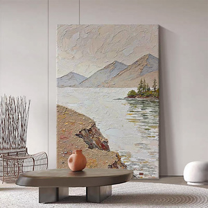 Opera d'Arte per Progetti Alberghieri Direttamente dalla Fabbrica, Grande Quadro in Cristallo 3D Beige con Texture, Decorazione Classica Neutra per la Casa con Cornice Nera - Product Image 5