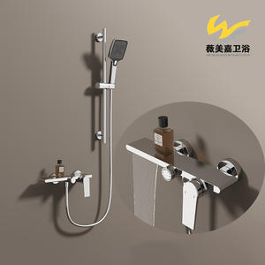 Vimijia Cross-border Exclusive All-Copper Two-Stage Wall-Mounted Top Spray Rose <b>Gold</b> Bath & Shower Faucet Set - Product Image 6