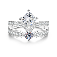 Bague solitaire Princesse en argent sterling 925 avec moissanite carrée de 1 carat