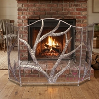 Accessoire en métal de ménage d'écran de maille de sécurité de cheminée de 3 panneaux en fer forgé antique pour empêcher l'étincelle du feu