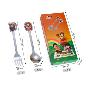 Cuchara y tenedor personal de acero inoxidable de estilo japonés coreano personalizado con caja de papel de regalo - Product Image 2