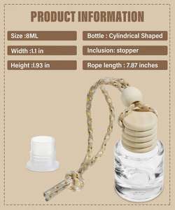 Factory Price 10ml Frosted Square Empty Glass Handing <b>Perfume</b> Diffuser <b>Bottle</b> Car Transparent Screw Cap Lid - Product Image 2
