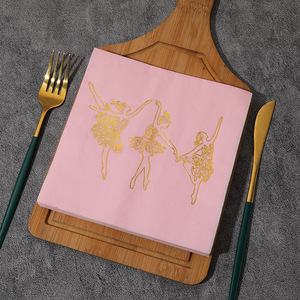 Gold Stamped Square Napkins 330mmx330mm <b>Sweet</b> Style For Birthday Parties And Gatherings - Product Image 4