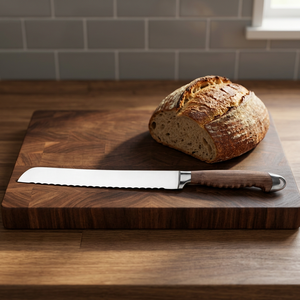 Cuchillo para Pan de Acero Inoxidable de Grado Industrial Iron Crown Forge con Mango de Madera y Borde Dentado para Cortar Tostadas OEM - Product Image 2