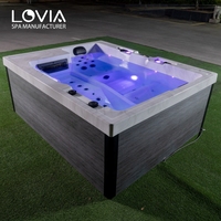 Bain à remous extérieur moderne pour 3 personnes, petite taille européenne, en acrylique, baignoire d'angle pour villas, capacité pour 3 personnes