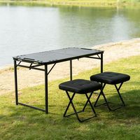 Table de pique-nique pliante rectangulaire en acier au carbone hydraulique tactique d'extérieur, légère, portable et multifonctionnelle pour la cuisine en camping
