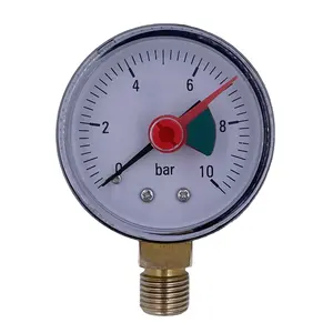 Threaded connectors plastic pressure gauge used for gas with red pointer