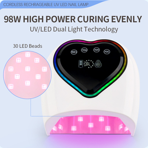 Séchoir à ongles sans fil rechargeable 98W personnalisé Lampe à ongles à LED UV Cœur arc-en-ciel Dispositif de beauté pour salons de manucure - Product Image 3