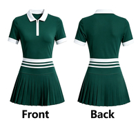 Set Rok Tenis Golf Wanita Dua Potong, Ritsleting, Warna-Warni, Pinggang Tinggi, Polo, Bernapas, Menyerap Keringat, Cepat Kering, Stretch 4 Arah