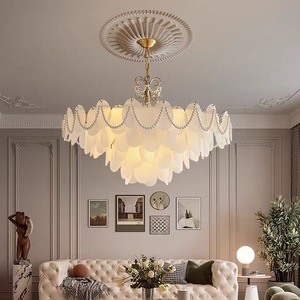 Lámpara de Techo Redonda Dorada de Estilo Francés Minimalista, LED E27 con Interruptor, Cuidado de la Vista, para Dormitorio y Sala de Estar - Product Image 2