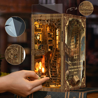 Rompecabezas 3D de madera personalizado para estantería, kit de casa en miniatura DIY para adultos, para sala de colección de libros antiguos, fabricación.