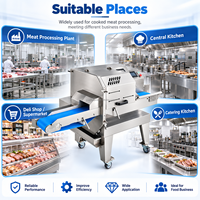 Trancheuse automatique de viande cuite, machine industrielle à trancher la viande avec convoyeur, pour jambon, rôti de bœuf, viande de charcuterie