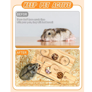 Jouets de forage pour cochons d'Inde 6 en 1, jouets interactifs en bois pour hamsters, distributeur de friandises pour lapins, lapins, chinchillas - Product Image 6