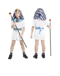 Costume da Faraone Egiziano per Bambini, Bestseller per Halloween e Carnevale - Poliestere Blu e Bianco - Product Image 1