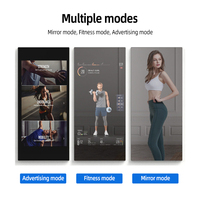 Miroir de fitness numérique avec écran tactile capacitif 10 points, affichage LED/OLED, commande vocale - Fixation murale pour exercices à domicile