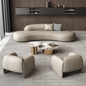 Conjunto de Sofás Arc para Vestíbulos de Hoteles y Clubes Empresariales VIP con Acabado en Cuero Resistente - Product Image 5