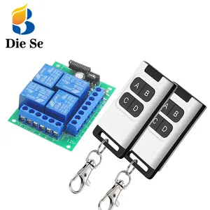 4CH Relay Module RF Wireless Remote Control Switch DC 12V & 433MHz Remote Control System Receiver Transmitter