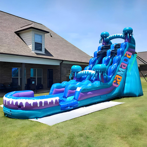 Tobogán Acuático Inflable Eléctrico de Grado Comercial para Niños de 22 pies con Forma de Medusa, Toboganes Acuáticos Inflables con Piscina para Jardín - Product Image 1