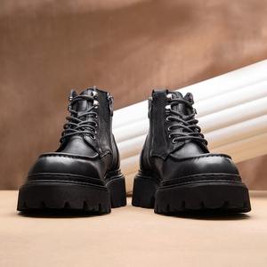 New style leather men's <b>boots</b> trendy British retro high-top leather shoes breathable cowhide thick-soled <b>work</b> <b>boots</b> - Product Image 4