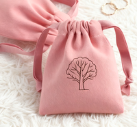 Gros Logo Personnalisé Grande Pochette De Luxe Soie Coton Mélange Rose Couleur Sac Cadeau pour Emballage De Marque Événement D'entreprise