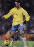 Peinture à l'huile peinte à la main Portrait personnalisé sur toile Art mural pour la décoration de la maison Football Soccer Player