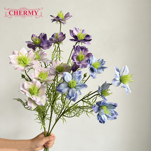 TH974 Nouveauté – 5 Têtes de Fleurs Artificielles Nigella Noires Abordables, Style INS, en Soie, <span class=keywords><strong>pour</strong></span> Mariages et Décorations d'Événements - Product Image 5