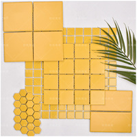 Grille jaune en céramique mosaïque cuisine salle de bain balcon fond mur brique café lait thé boutique carrelage